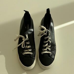 Common Projects Black Leather Sneakers with White Laces size 42
